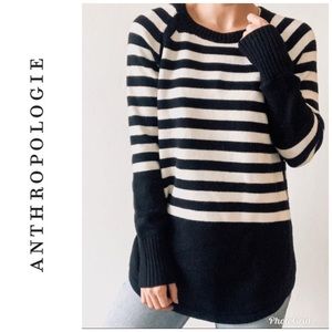 Anthropologie Rebekah Black Striped Tunic Sweater